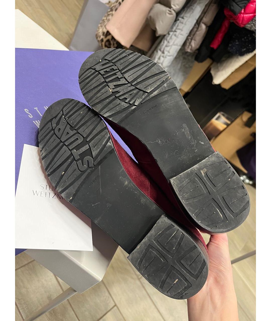 STUART WEITZMAN Бордовые замшевые ботфорты, фото 2