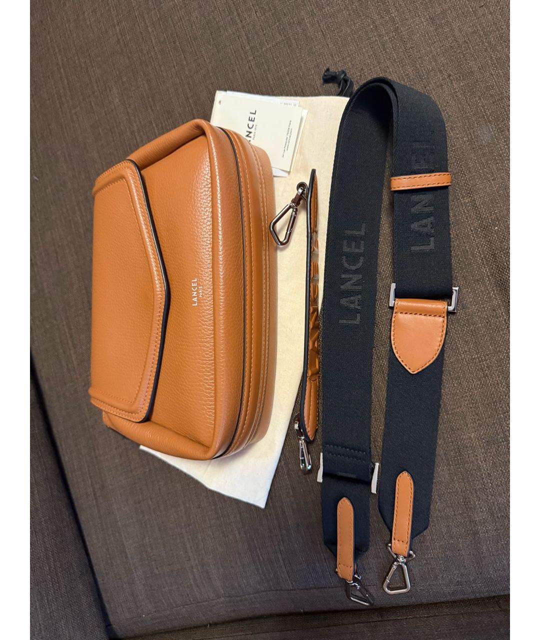 LANCEL Коричневая кожаная сумка через плечо, фото 8