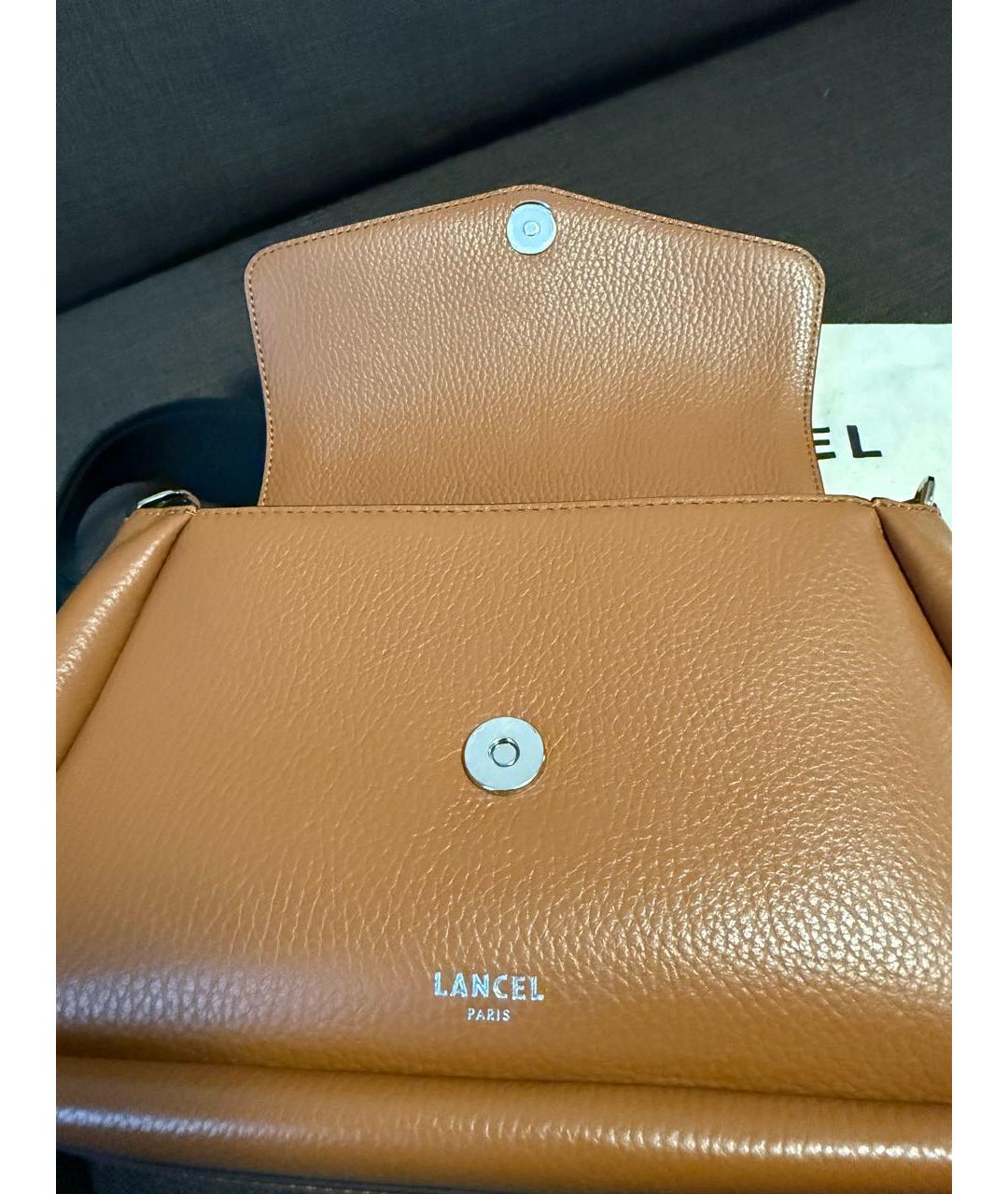 LANCEL Коричневая кожаная сумка через плечо, фото 4