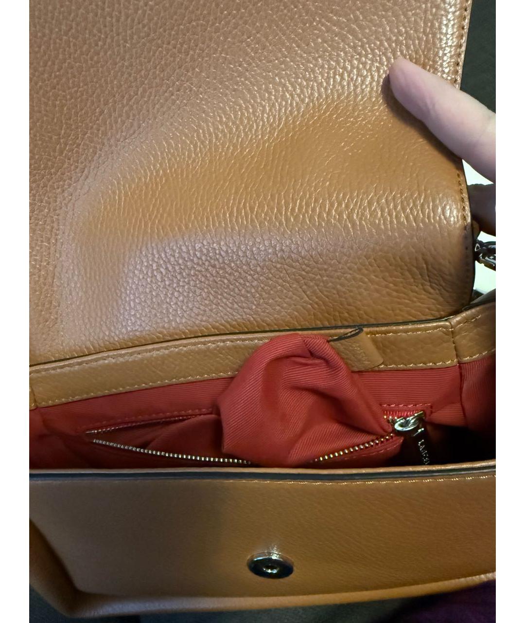 LANCEL Коричневая кожаная сумка через плечо, фото 6