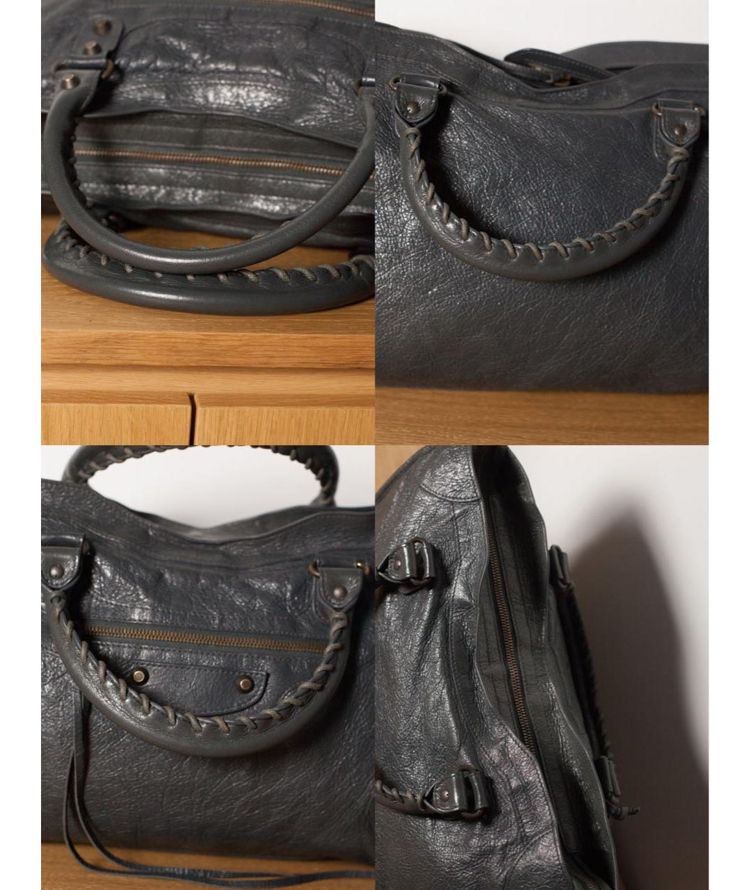 BALENCIAGA Антрацитовая кожаная сумка с короткими ручками, фото 6
