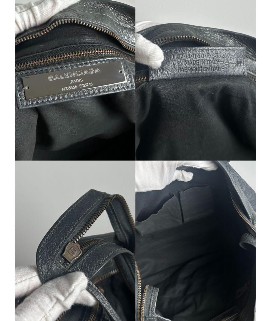 BALENCIAGA Антрацитовая кожаная сумка с короткими ручками, фото 8