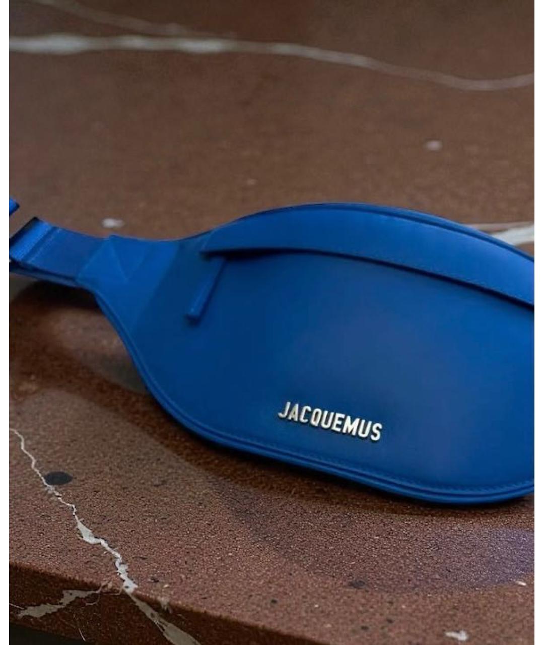 JACQUEMUS Синяя кожаная поясная сумка, фото 2