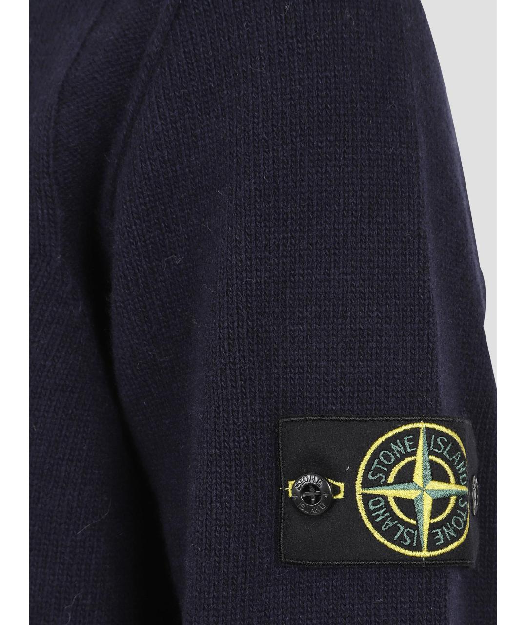 STONE ISLAND Темно-синий шерстяной джемпер / свитер, фото 2