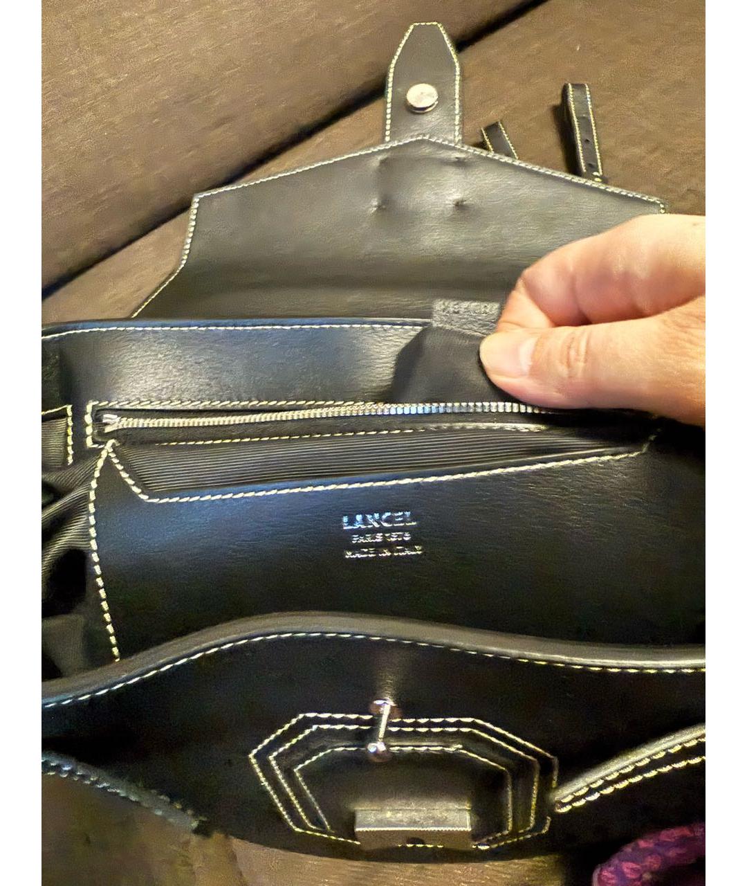 LANCEL Черная кожаная сумка тоут, фото 4