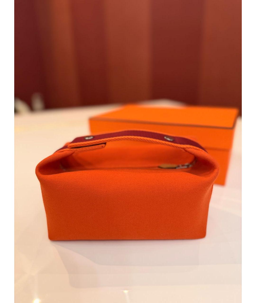 HERMES Оранжевая хлопковая косметичка, фото 3