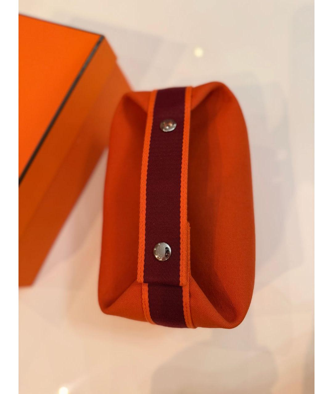 HERMES Оранжевая хлопковая косметичка, фото 4
