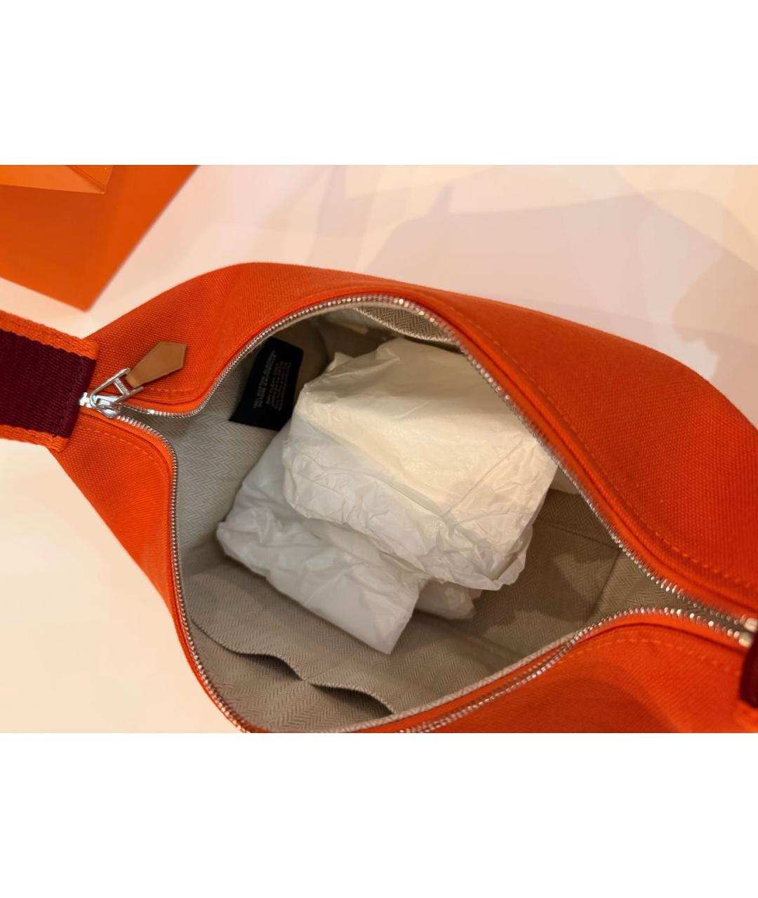 HERMES Оранжевая хлопковая косметичка, фото 5