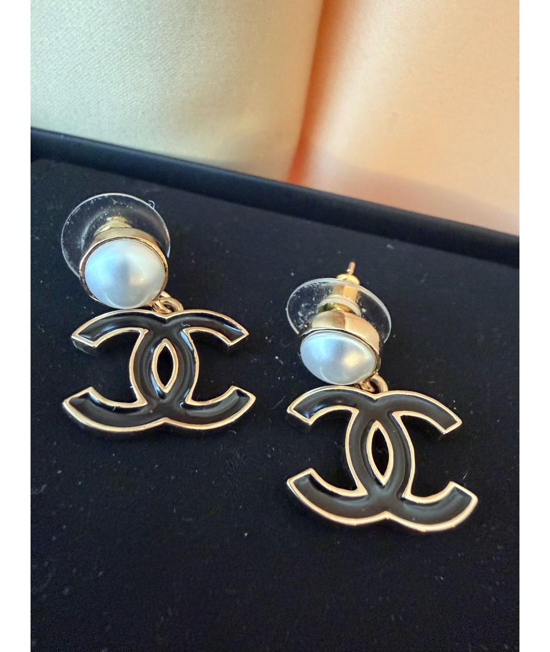 CHANEL Черные металлические серьги, фото 3