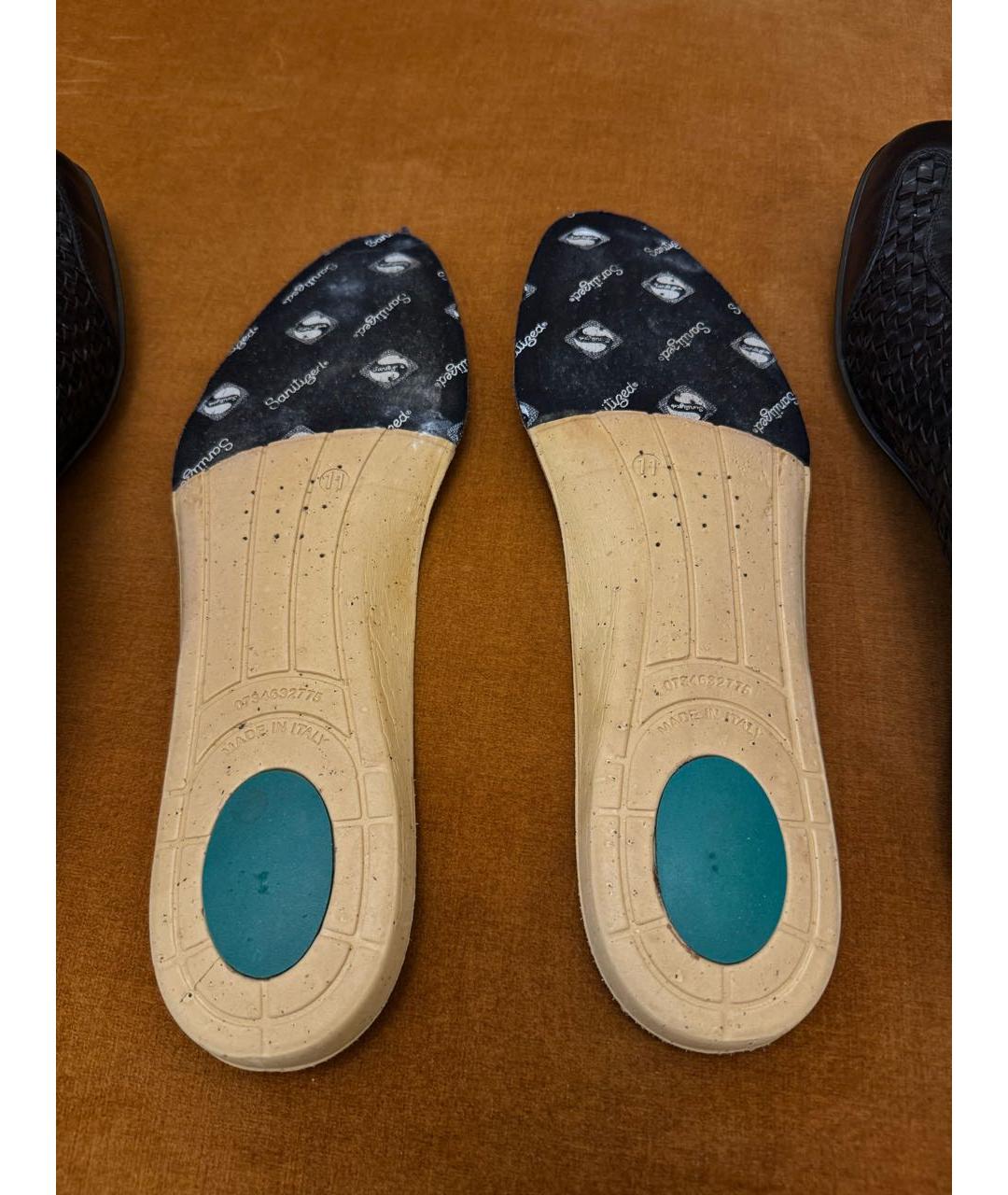 SANTONI Черные кожаные низкие кроссовки / кеды, фото 8