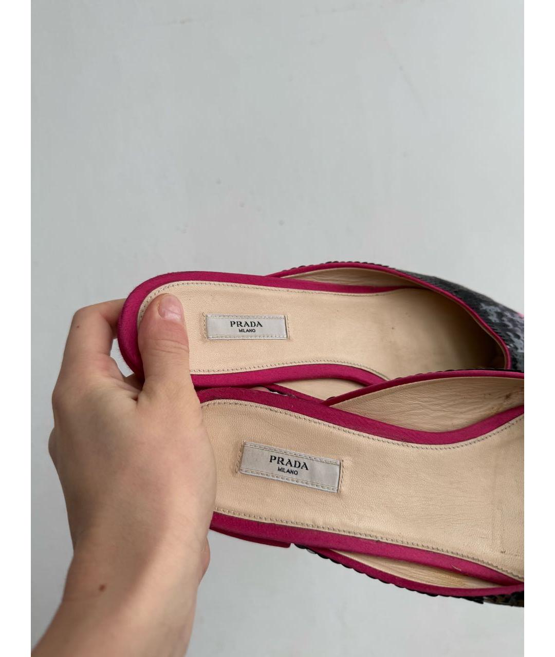 PRADA Бордовые кожаные мюли, фото 4