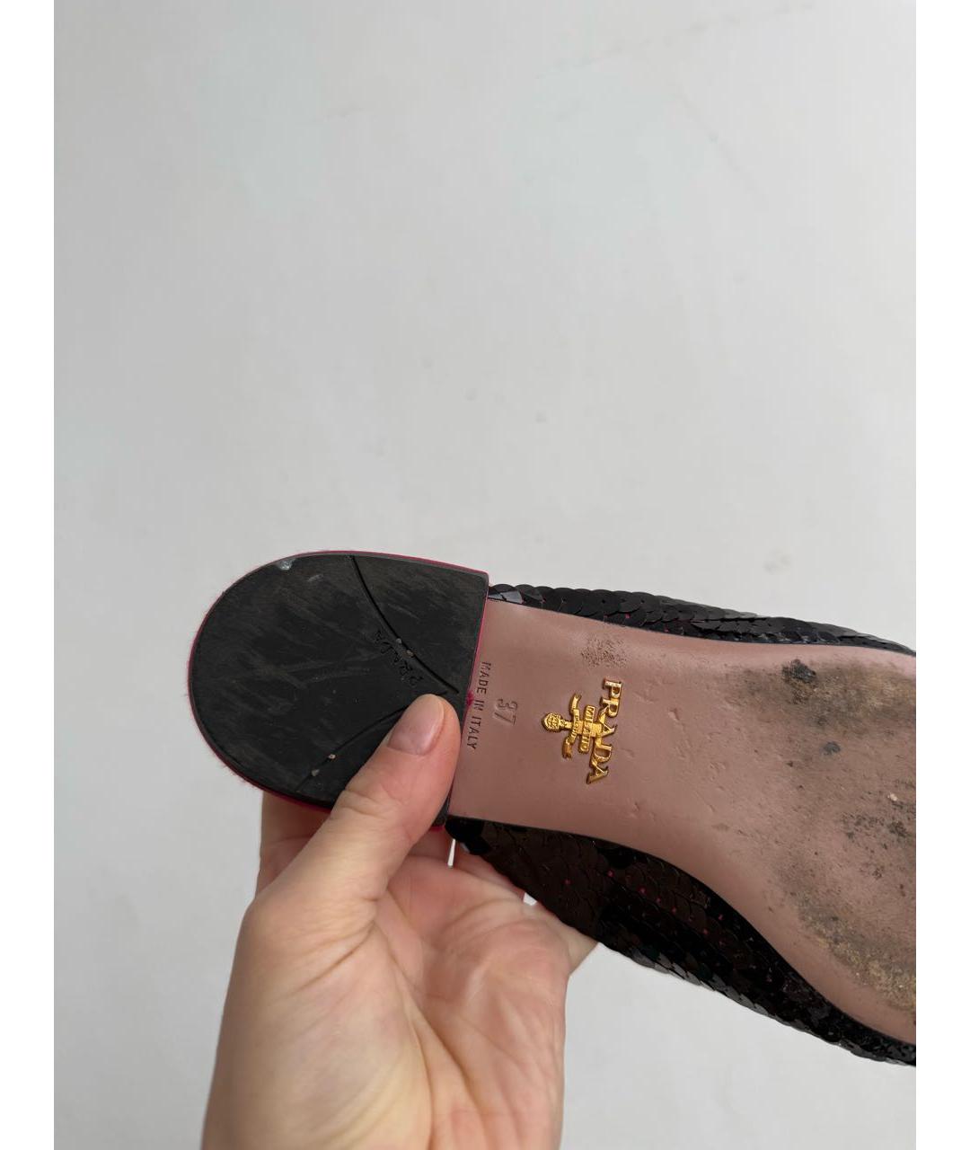 PRADA Бордовые кожаные мюли, фото 7