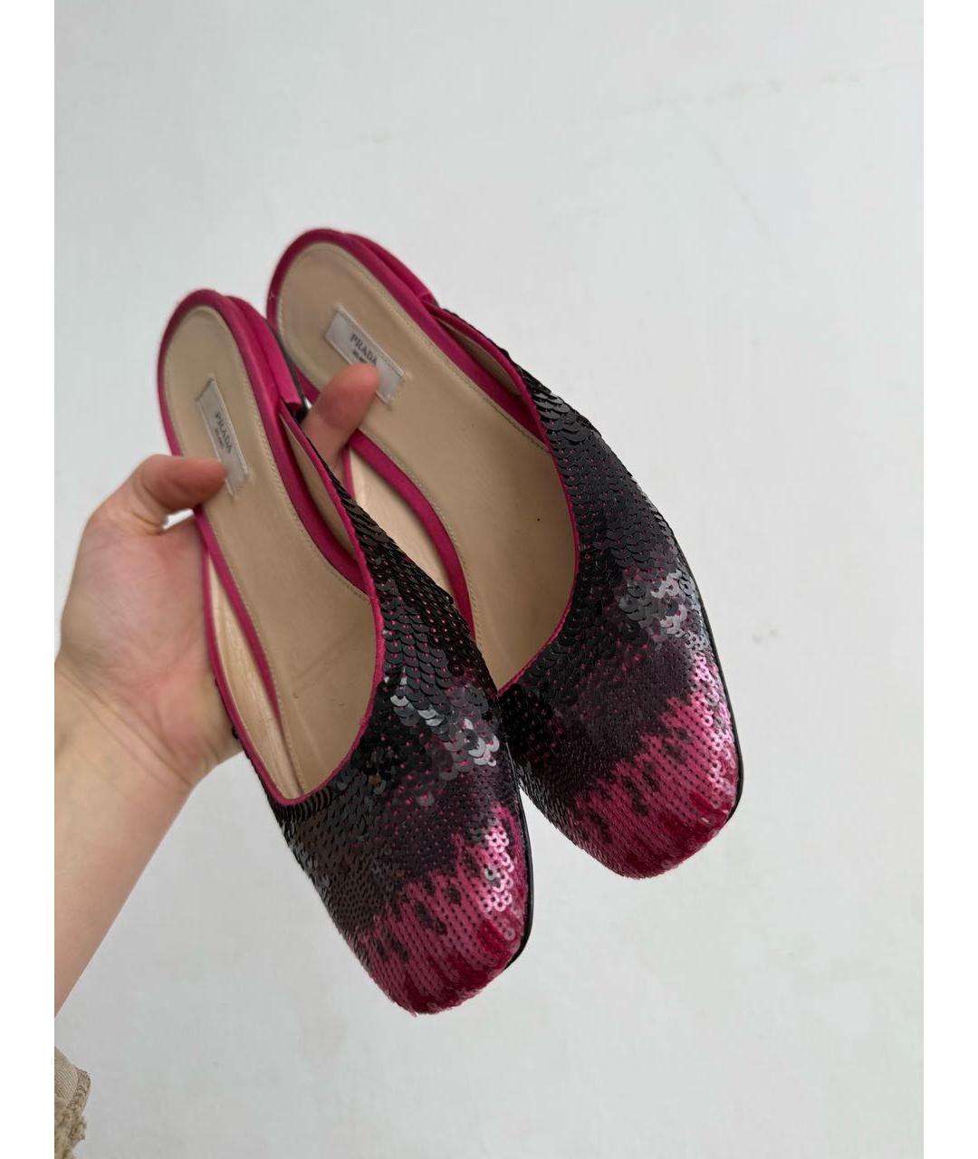 PRADA Бордовые кожаные мюли, фото 6