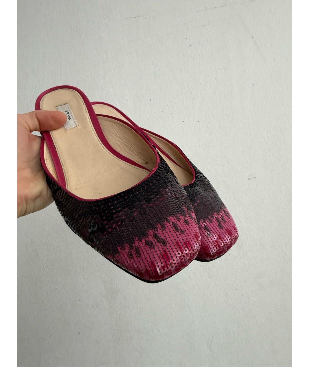 PRADA Бордовые кожаные мюли, фото 5