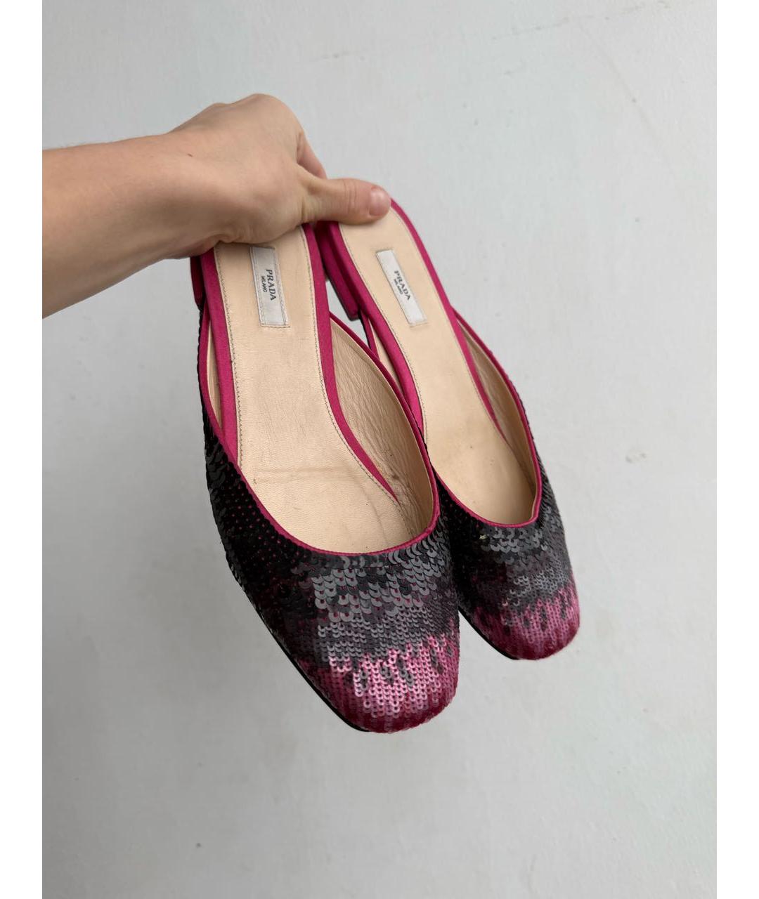 PRADA Бордовые кожаные мюли, фото 2