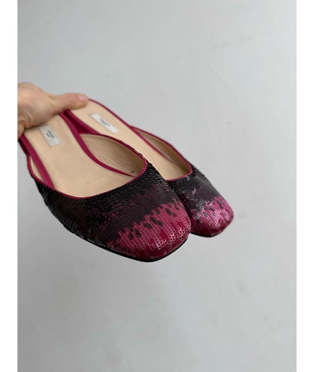 PRADA Бордовые кожаные мюли, фото 3