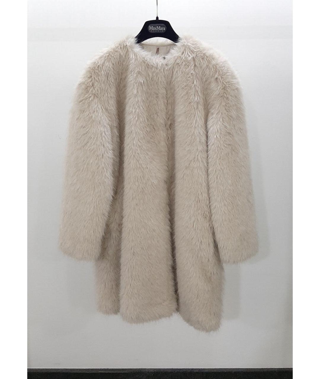 MAX MARA STUDIO Бежевая полиэстеровая шуба, фото 2