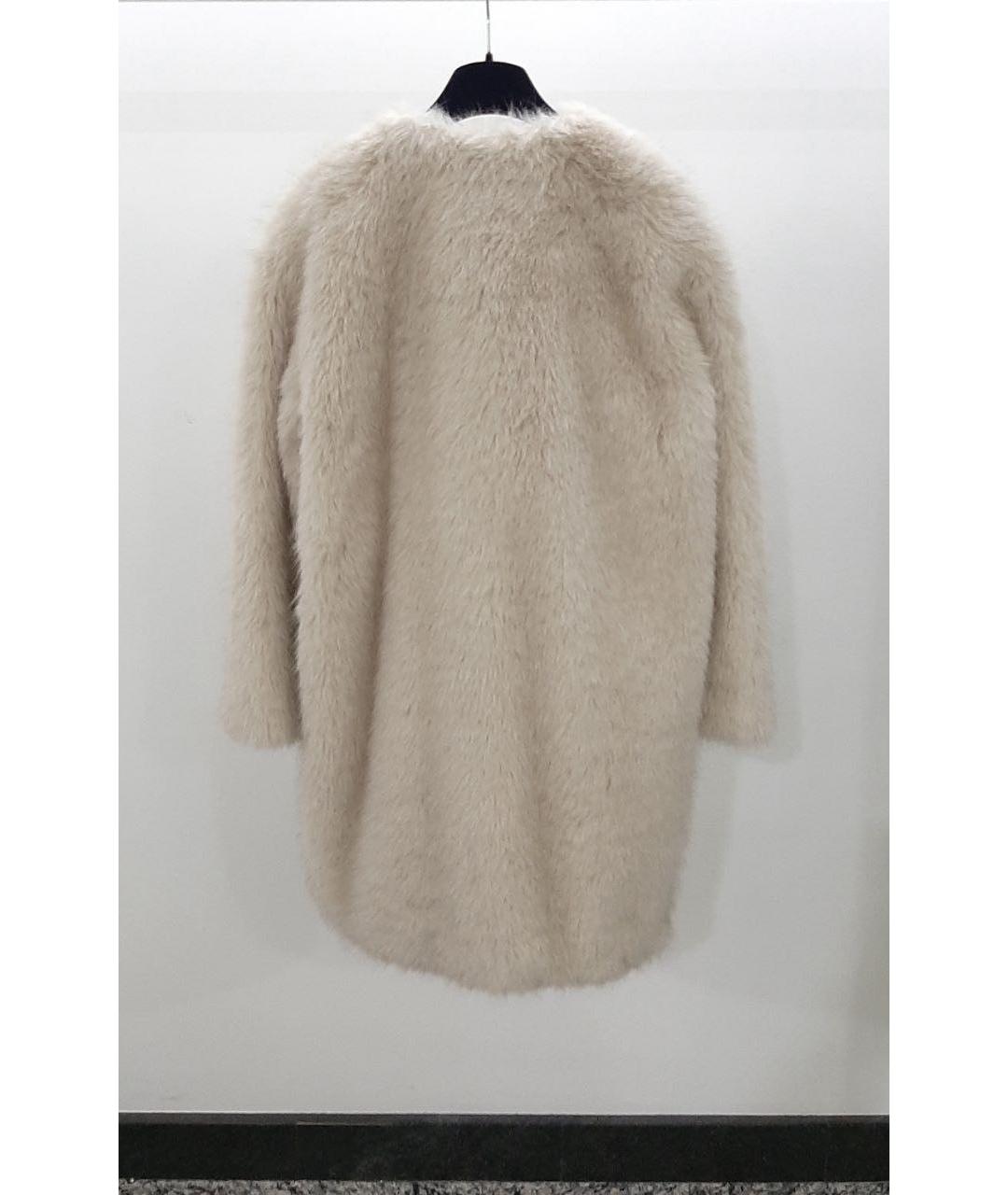 MAX MARA STUDIO Бежевая полиэстеровая шуба, фото 3