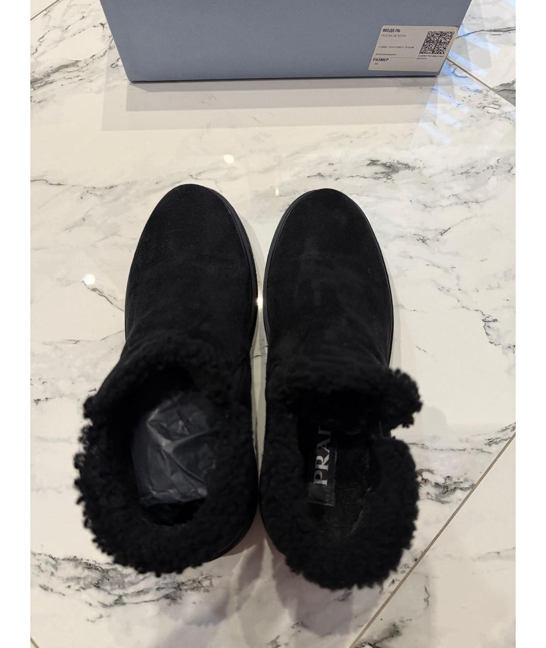 PRADA Черные замшевые полусапоги, фото 3