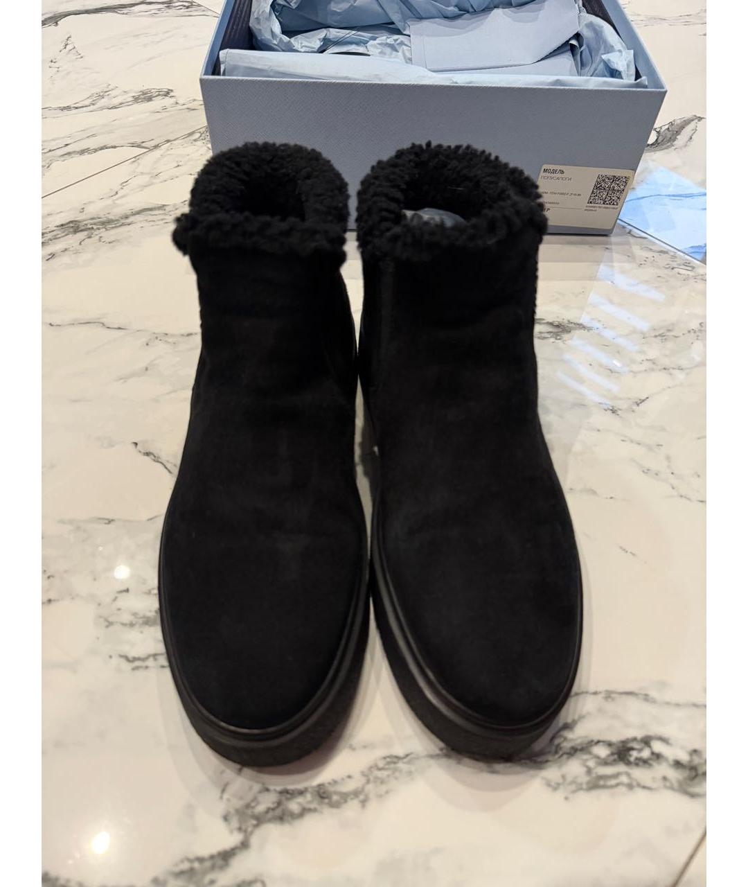 PRADA Черные замшевые полусапоги, фото 2