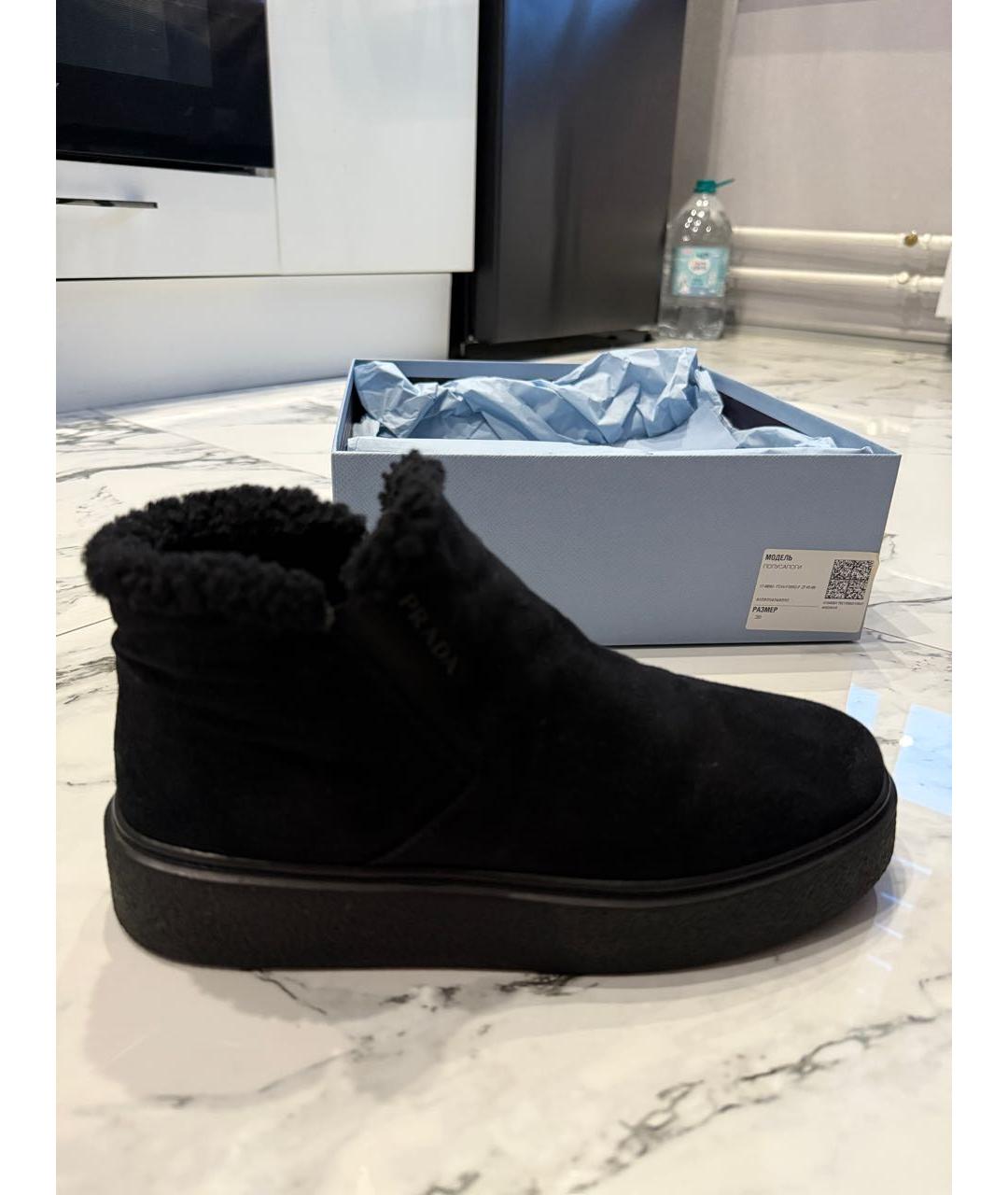 PRADA Черные замшевые полусапоги, фото 6