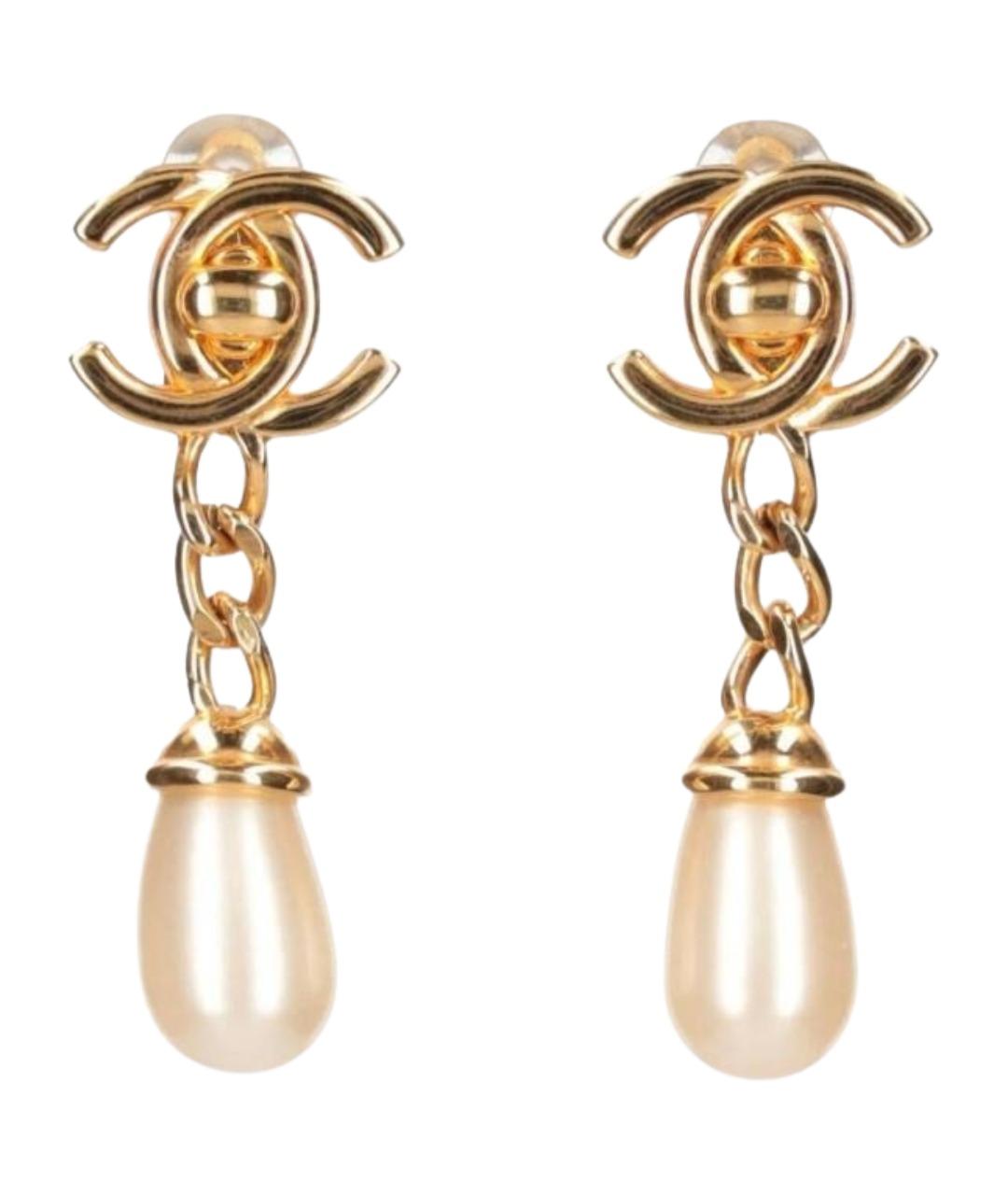 CHANEL Золотые металлические клипсы, фото 1