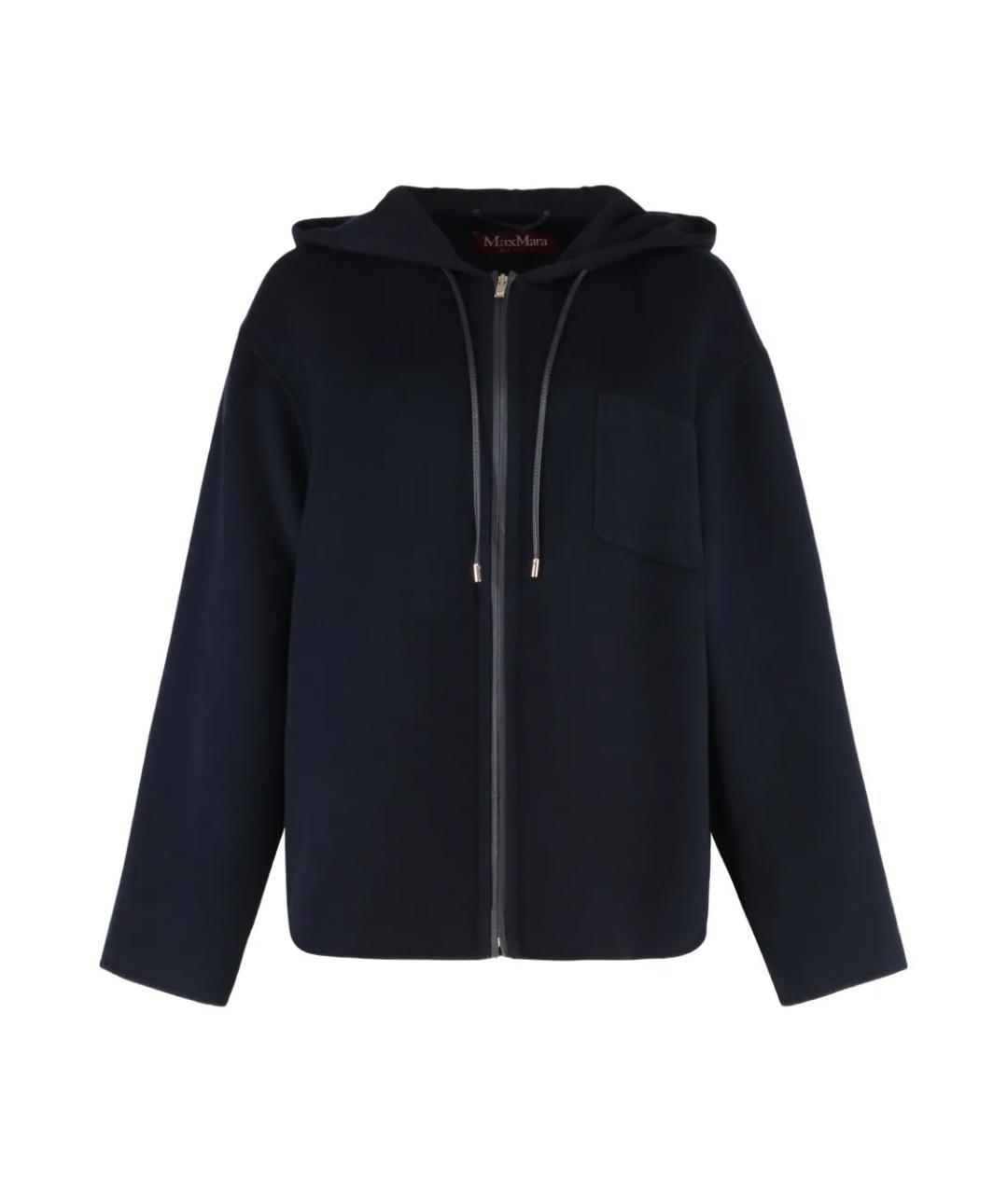 MAX MARA STUDIO Темно-синее шерстяное пальто, фото 1