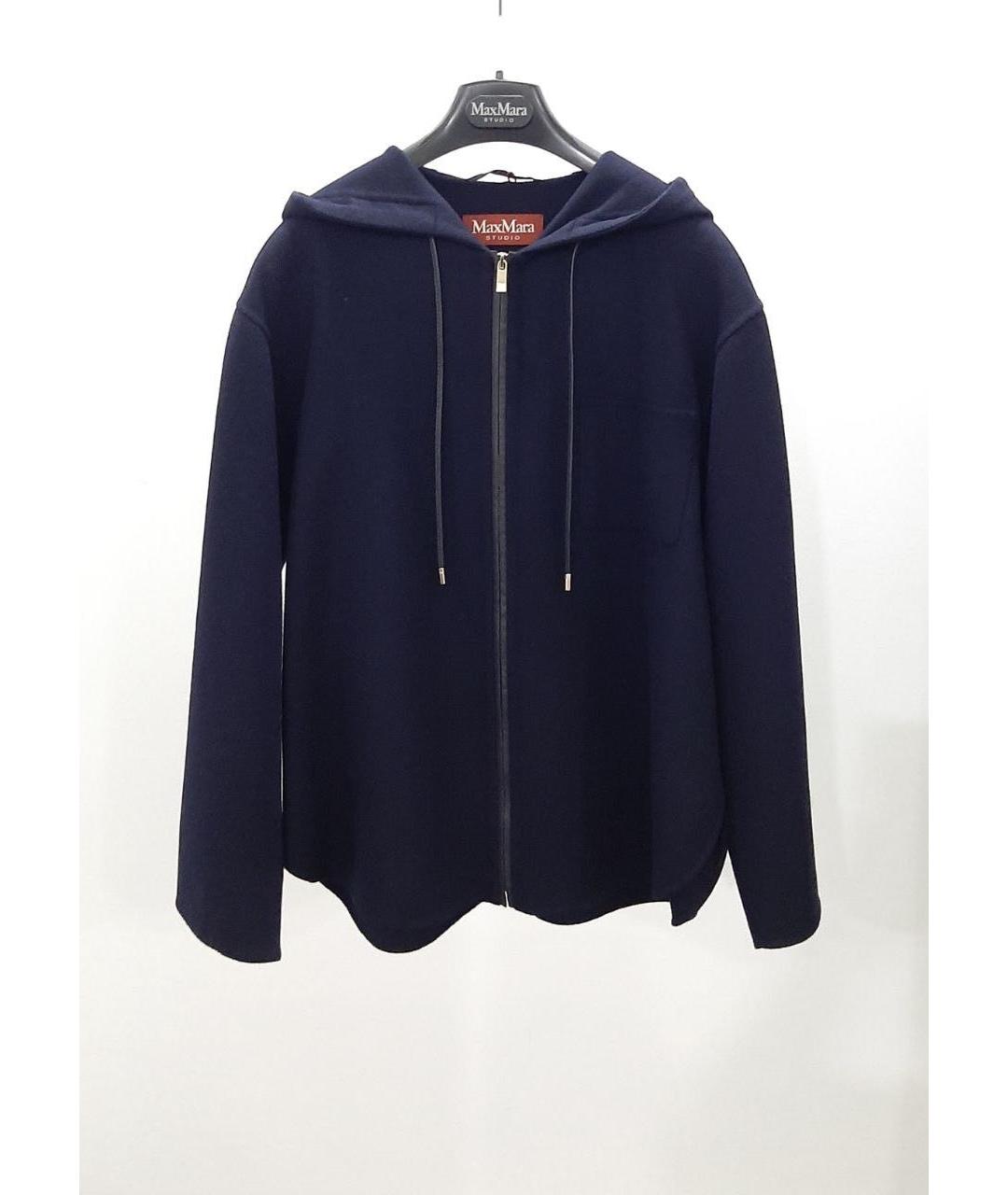 MAX MARA STUDIO Темно-синее шерстяное пальто, фото 2