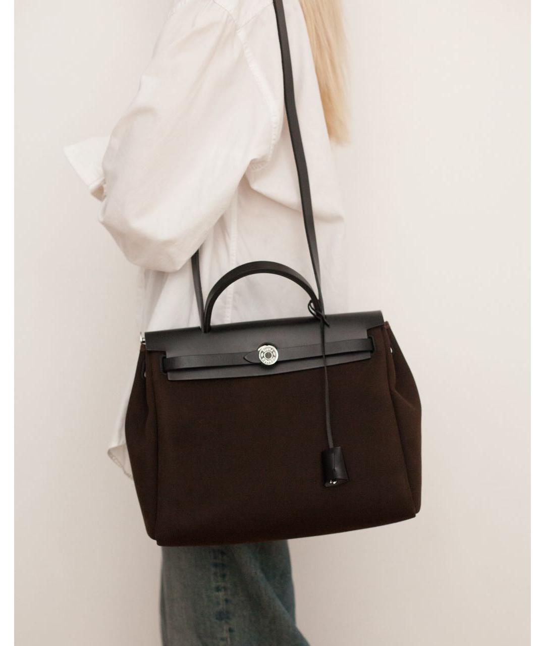 HERMES Коричневая хлопковая сумка через плечо, фото 3