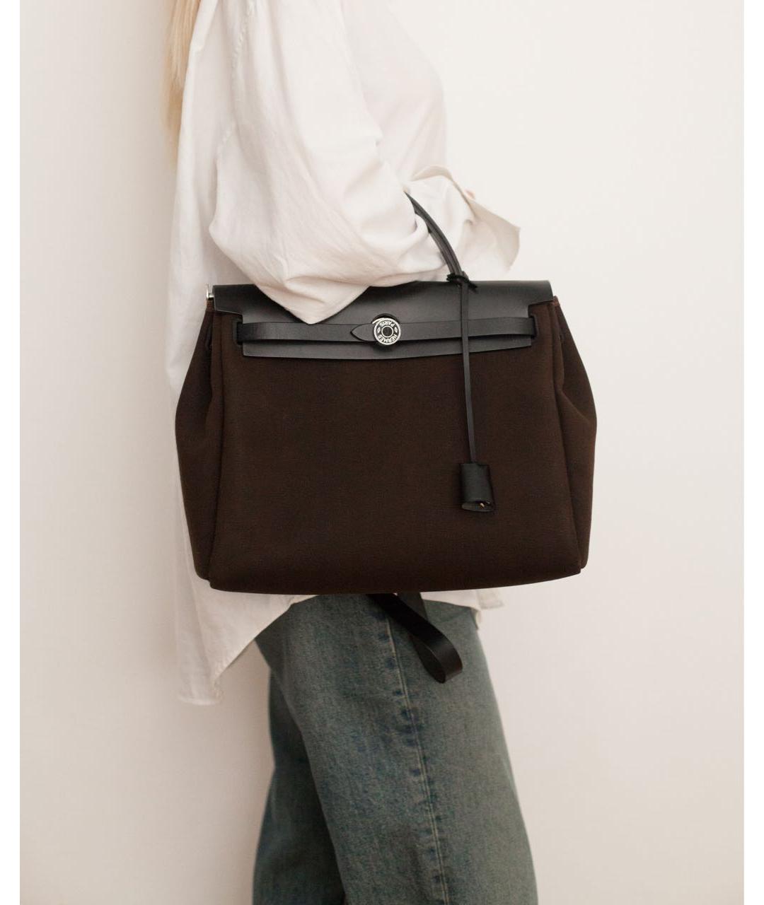 HERMES Коричневая хлопковая сумка через плечо, фото 4