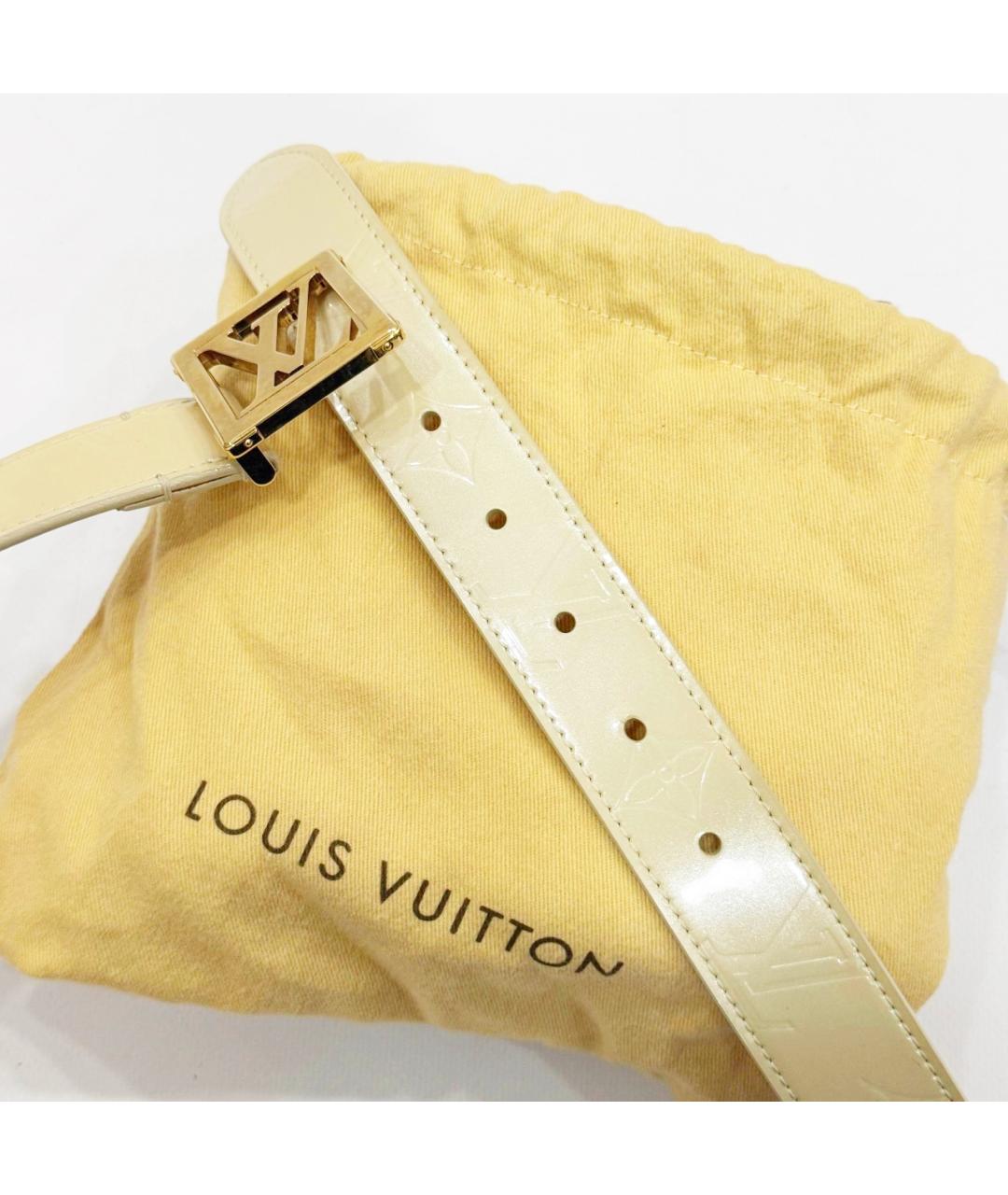 LOUIS VUITTON Бежевый ремень из лакированной кожи, фото 4
