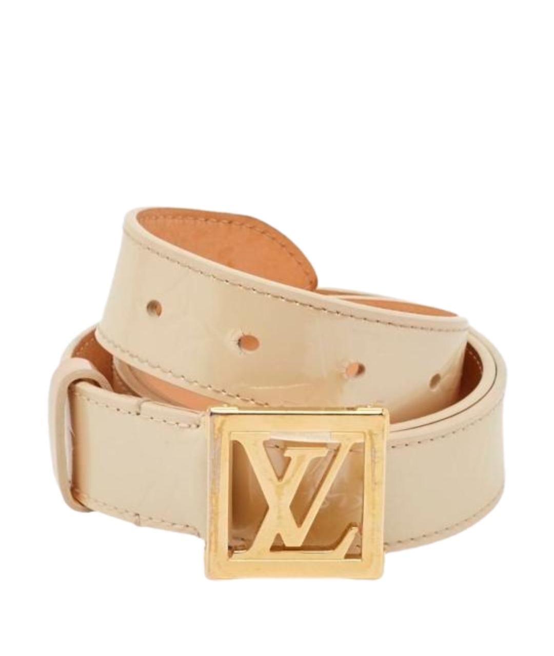LOUIS VUITTON Бежевый ремень из лакированной кожи, фото 1