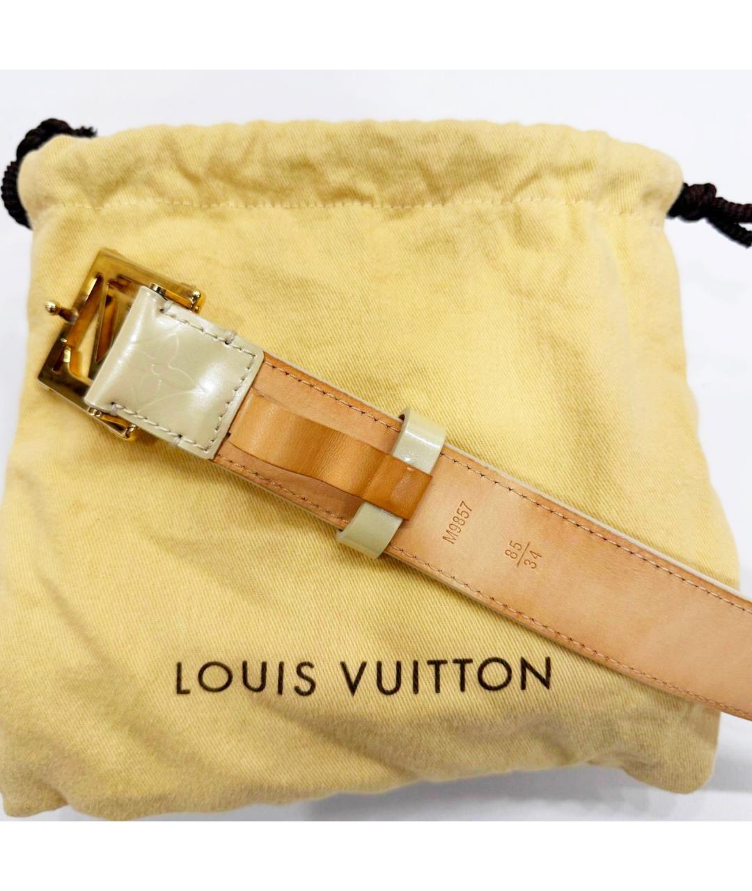 LOUIS VUITTON Бежевый ремень из лакированной кожи, фото 5