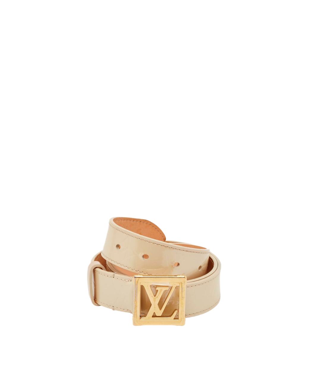 LOUIS VUITTON Бежевый ремень из лакированной кожи, фото 8