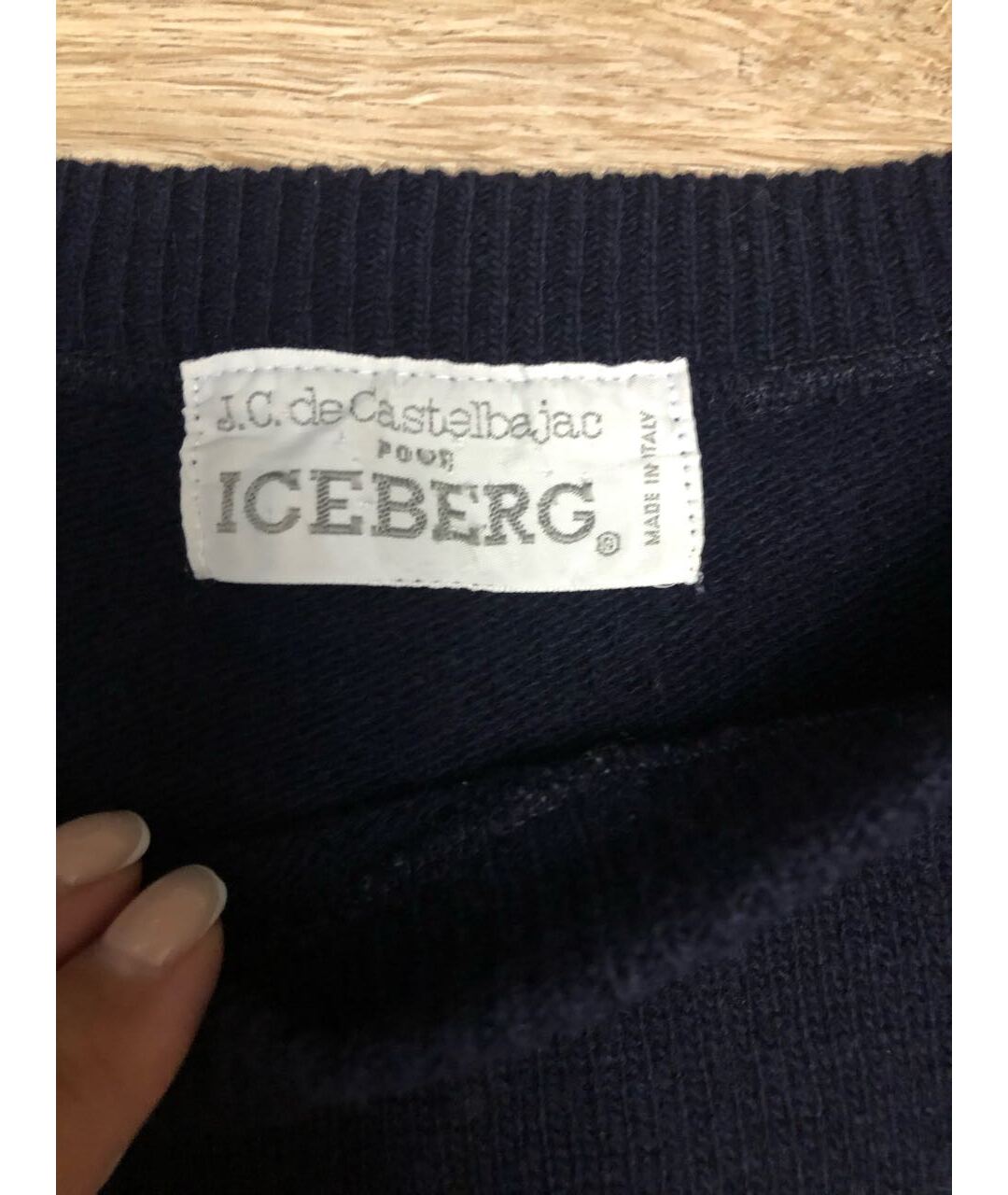 ICEBERG Темно-синий шерстяной джемпер / свитер, фото 2