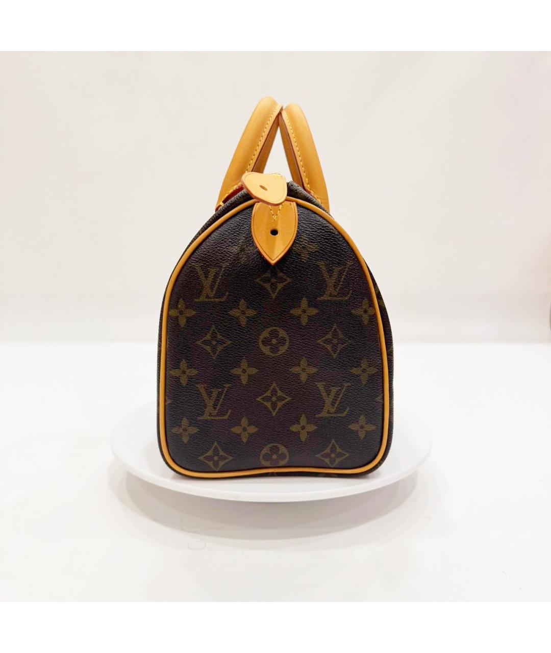 LOUIS VUITTON Коричневая кожаная сумка с короткими ручками, фото 3
