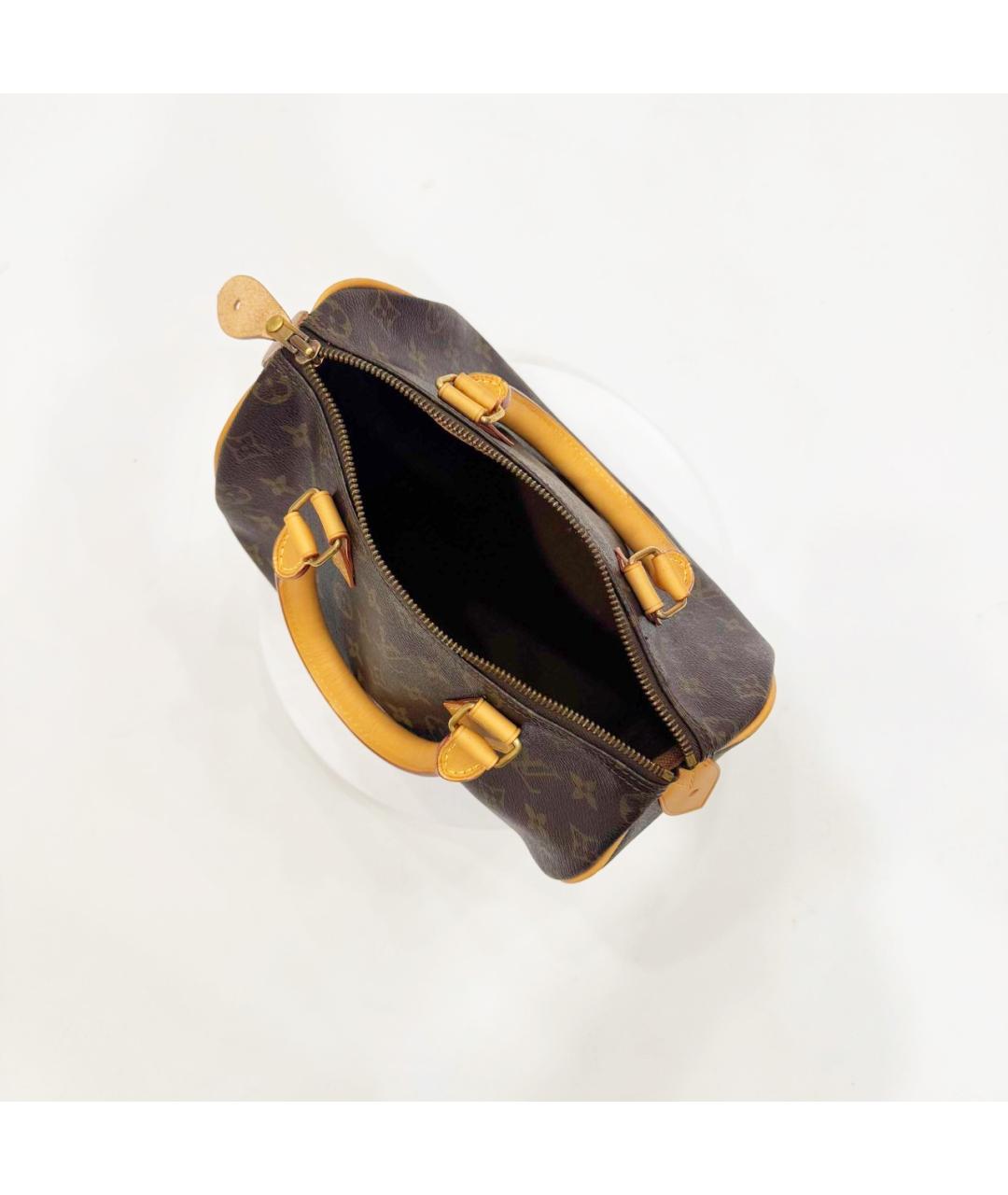 LOUIS VUITTON Коричневая кожаная сумка с короткими ручками, фото 7