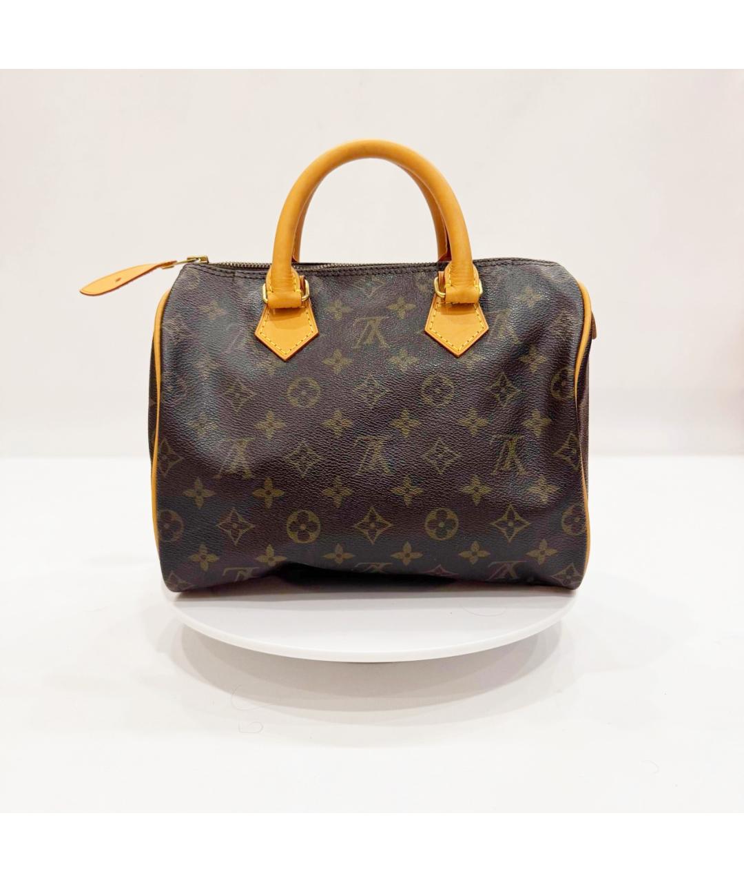 LOUIS VUITTON Коричневая кожаная сумка с короткими ручками, фото 4