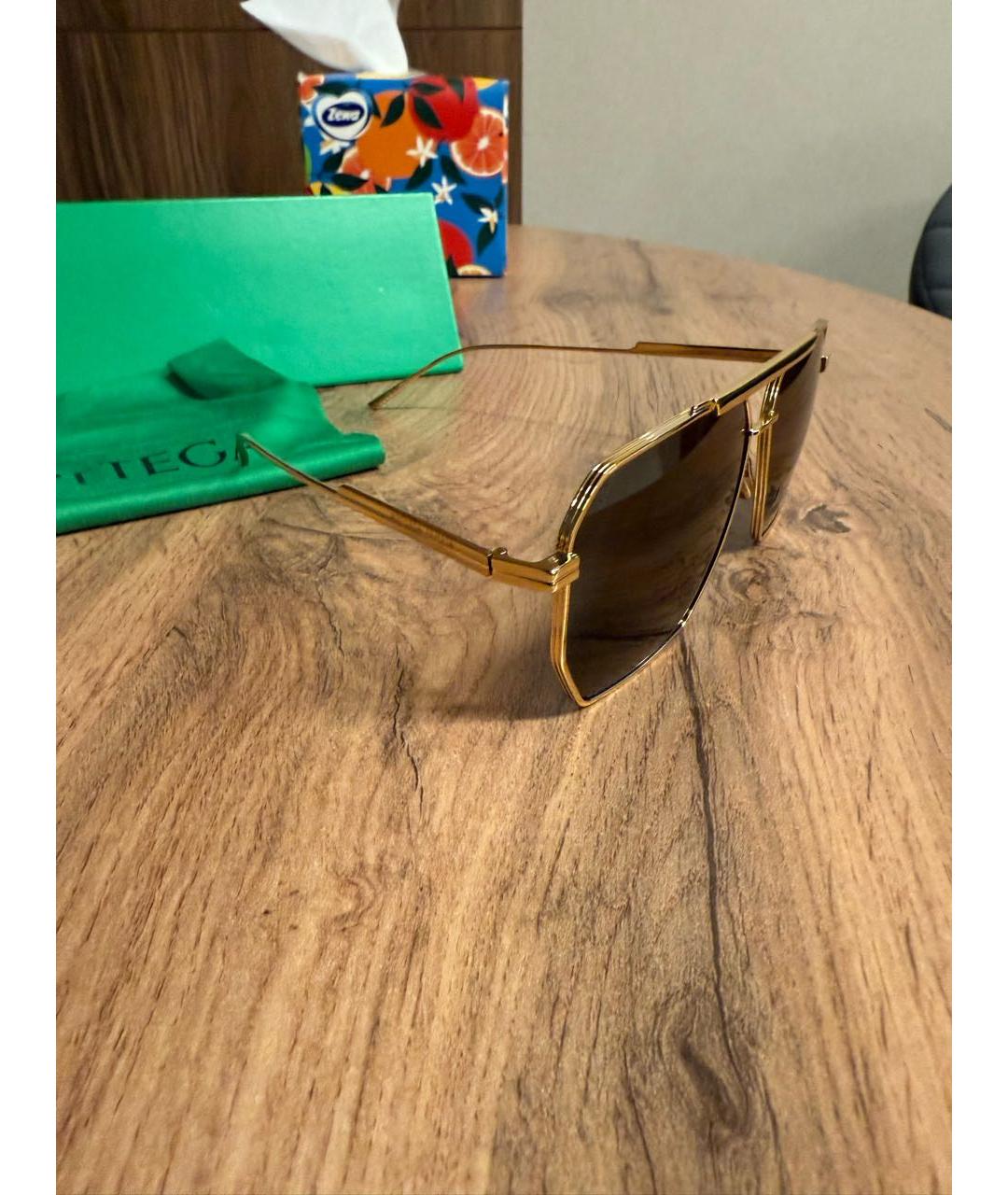 BOTTEGA VENETA Коричневые металлические солнцезащитные очки, фото 2