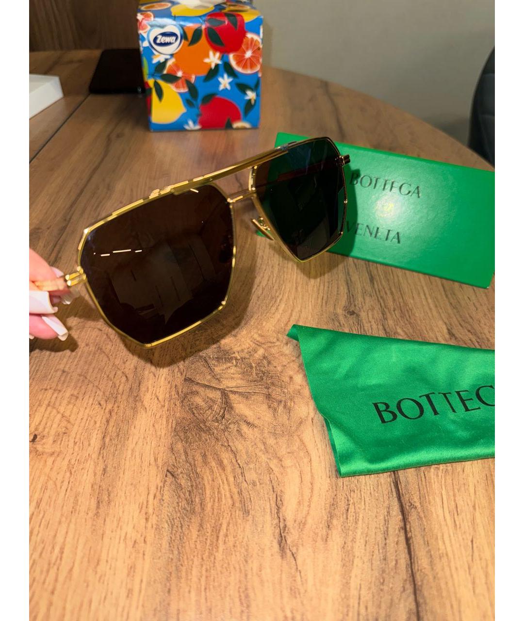 BOTTEGA VENETA Коричневые металлические солнцезащитные очки, фото 5