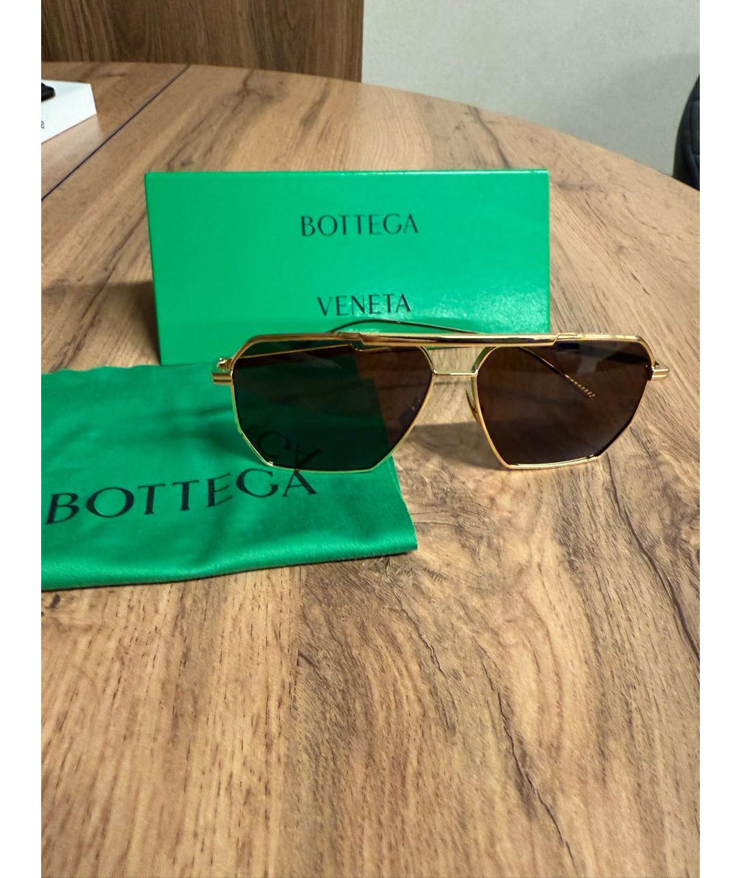 BOTTEGA VENETA Коричневые металлические солнцезащитные очки, фото 4