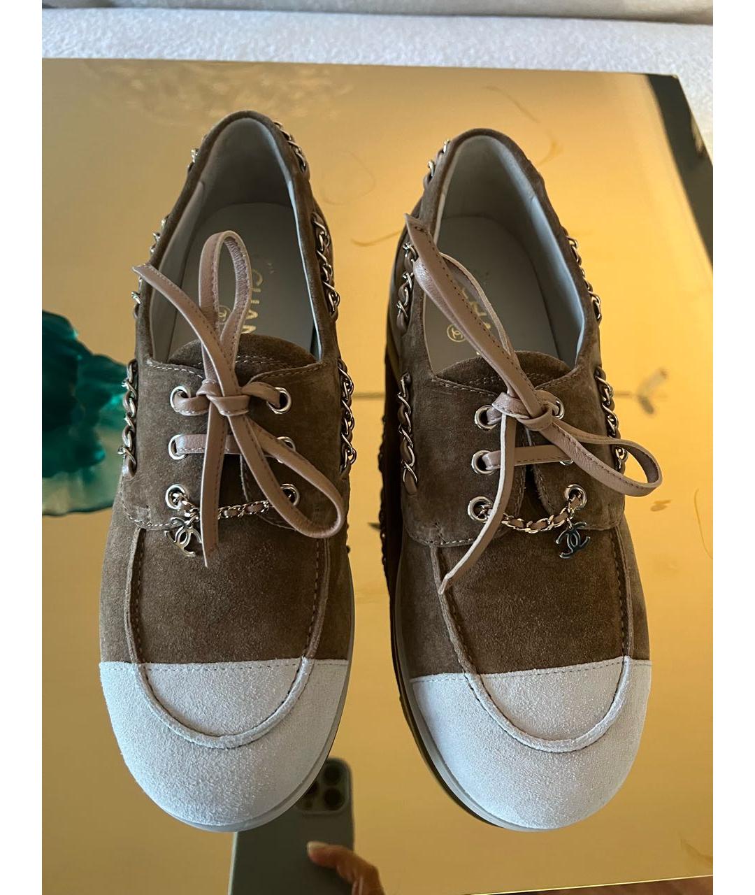 CHANEL Коричневые замшевые брогги и оксфорды, фото 2