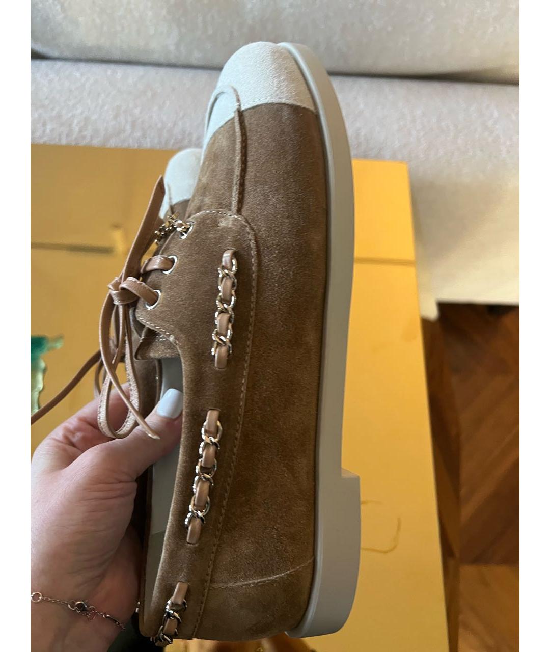 CHANEL Коричневые замшевые брогги и оксфорды, фото 5