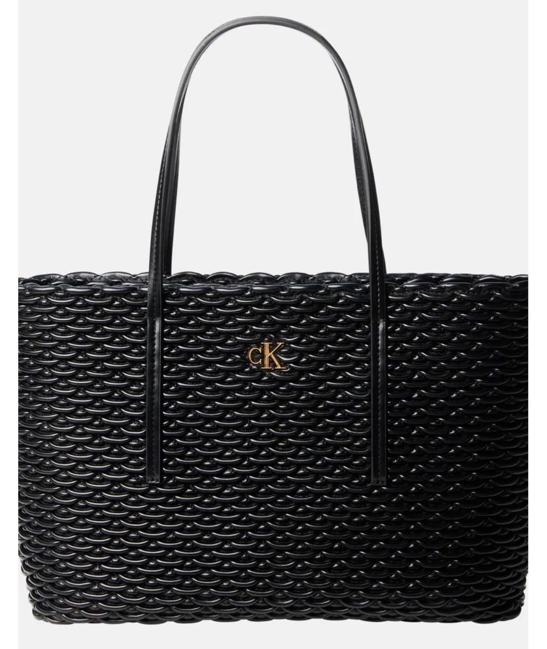CALVIN KLEIN Черная сумка с короткими ручками из искусственной кожи, фото 4