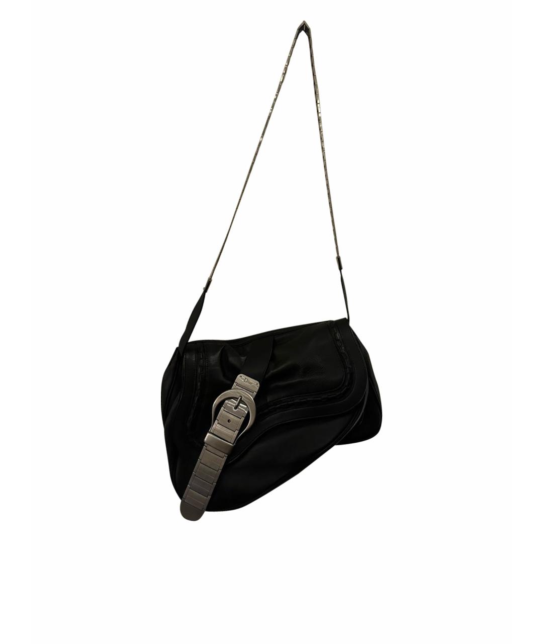 CHRISTIAN DIOR Черная кожаная сумка через плечо, фото 1