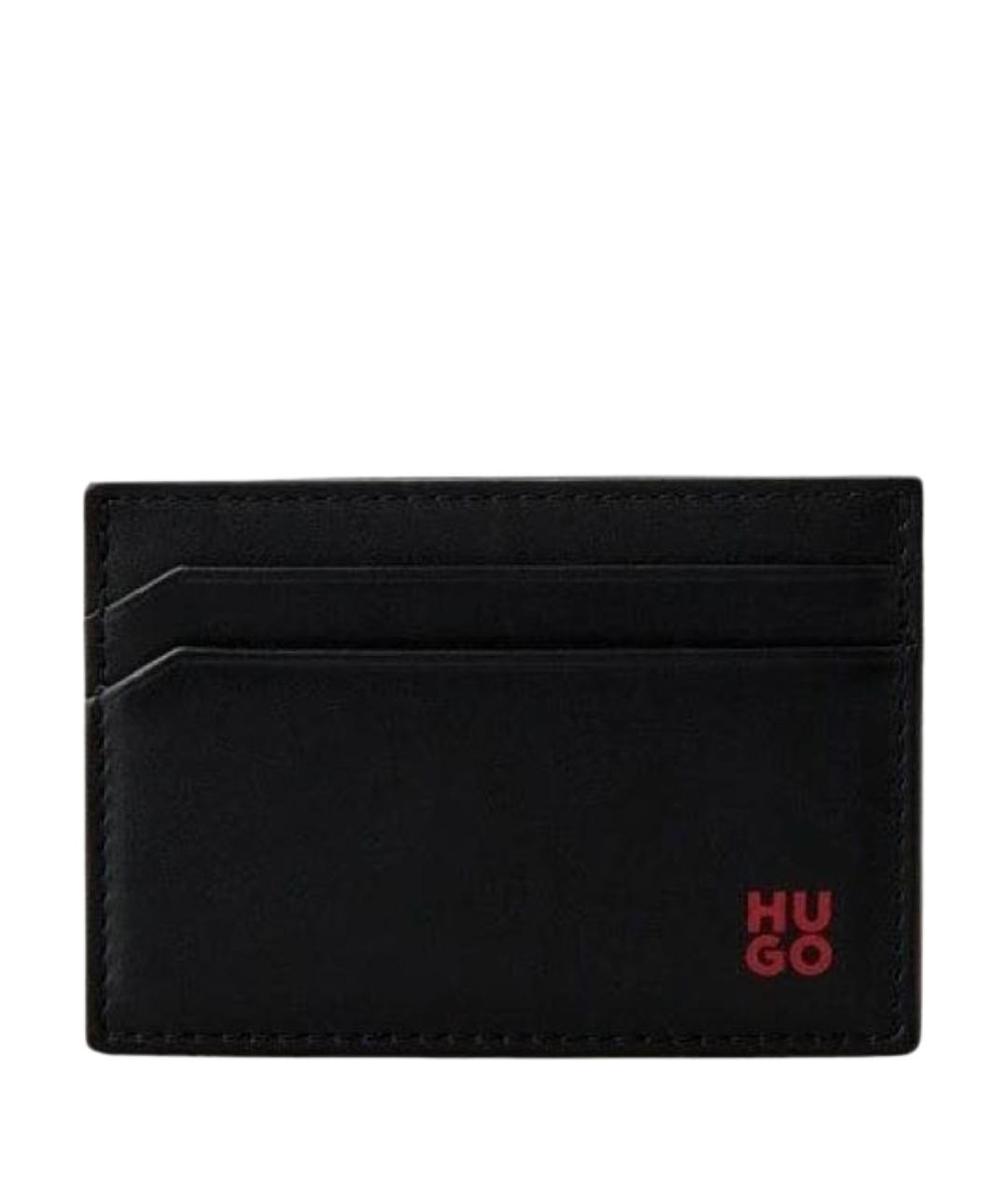 HUGO Черный кожаный кардхолдер, фото 1