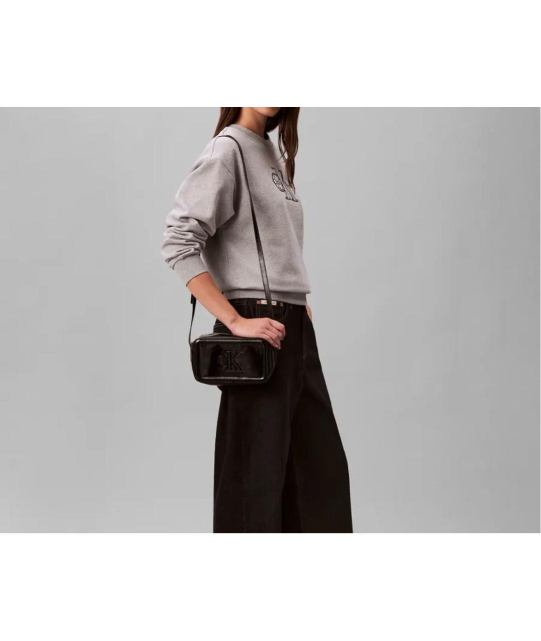 CALVIN KLEIN Черная сумка через плечо из лакированной кожи, фото 3