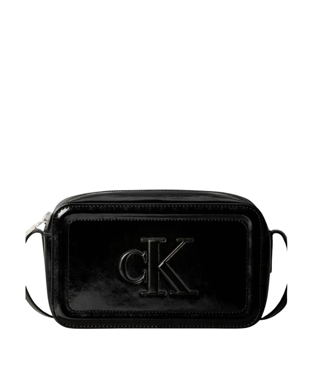 CALVIN KLEIN Черная сумка через плечо из лакированной кожи, фото 1