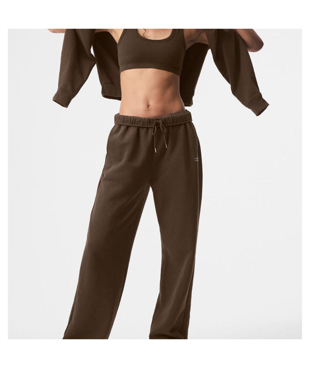 ALO YOGA Коричневые хлопковые брюки широкие, фото 4