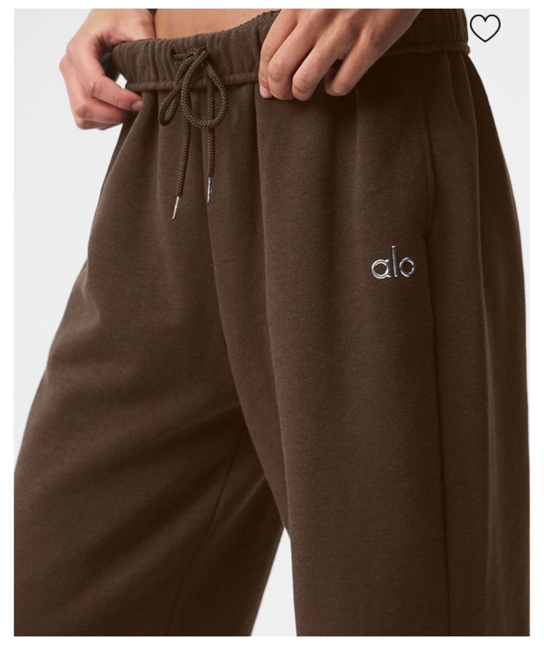 ALO YOGA Коричневые хлопковые брюки широкие, фото 3